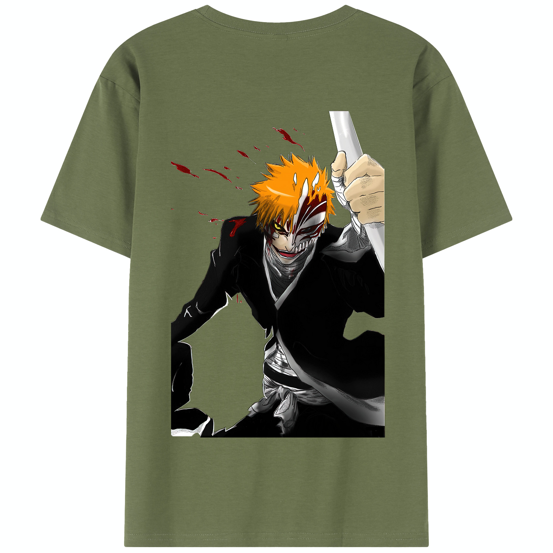 （画像用） ブリーチ 黒崎一護（くろさき いちご）BLEACH Kurosaki Ichigo 綿100％半袖Tシャツ（背面プリント）